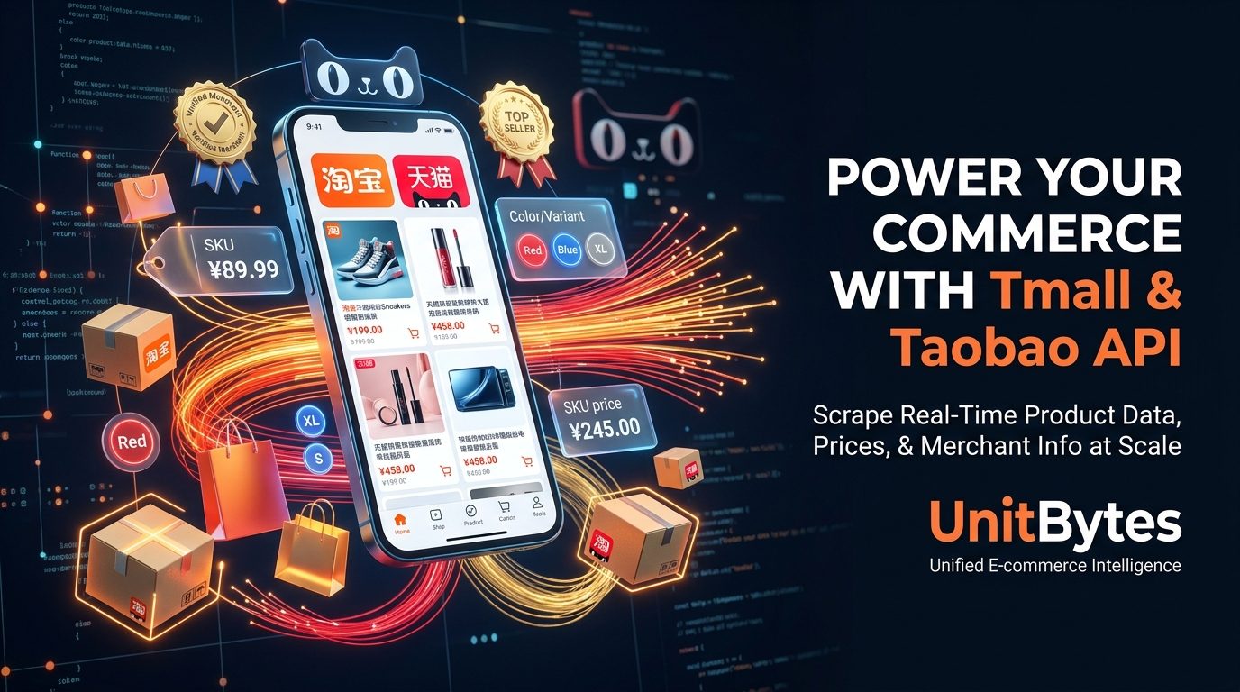 Taobao & Tmall Seller Catalog & Shop Scraper (淘宝店铺) Banner - UnitBytes Enterprise Web Data Engine